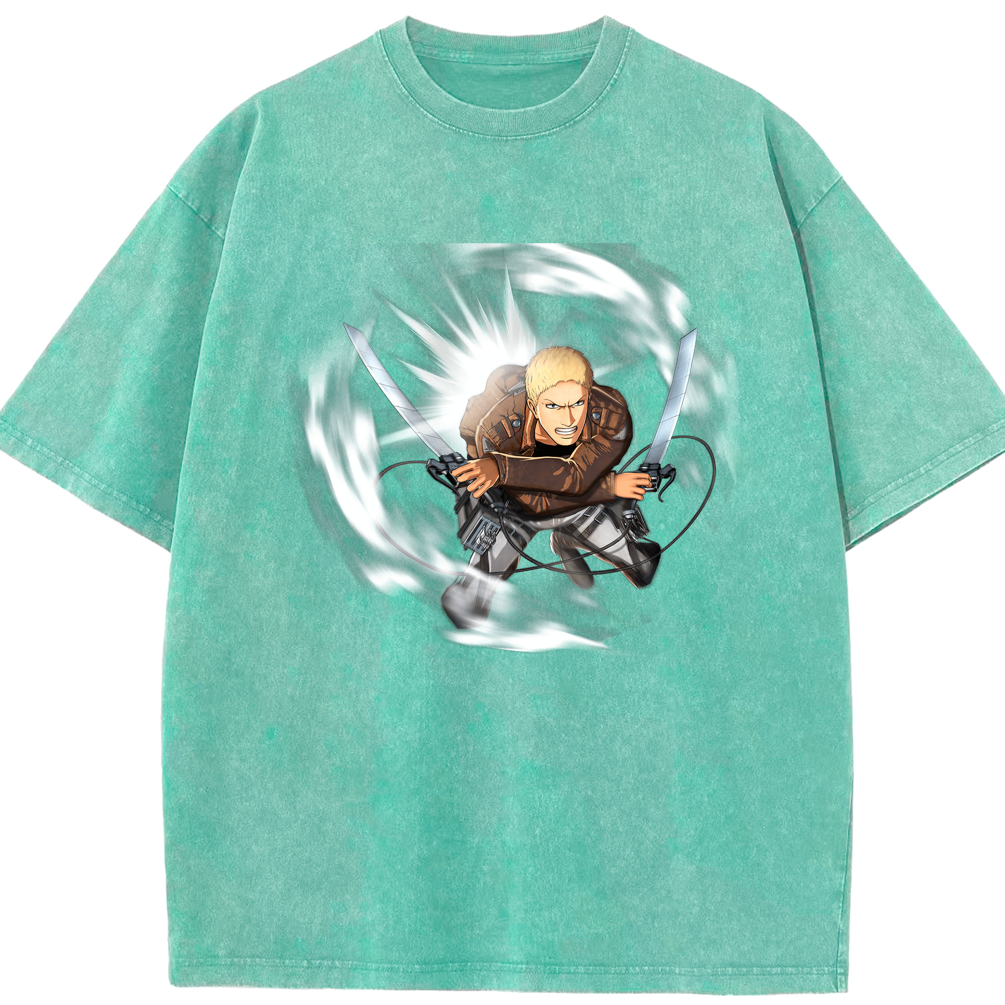 （画像用） 進撃の巨人 ライナー・ブラウン Attack on Titan Reiner Braun 綿100% ヴィンテージ風 半袖Tシャツ（フロントプリント）